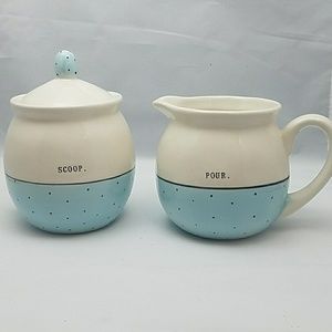 Rae Dunn Blue Polka Dot Scoop & Pour